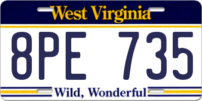 WV license plate 8PE735