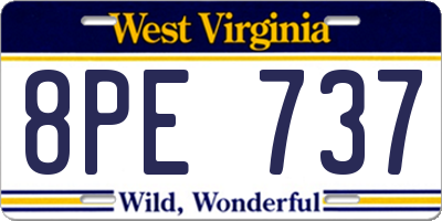 WV license plate 8PE737
