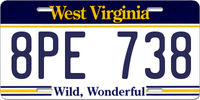 WV license plate 8PE738