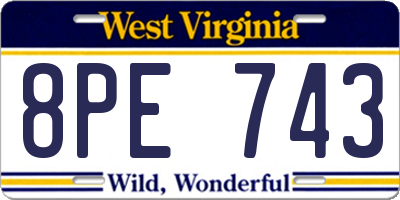 WV license plate 8PE743