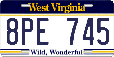 WV license plate 8PE745