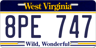 WV license plate 8PE747