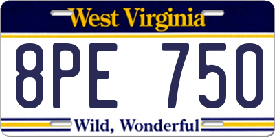 WV license plate 8PE750