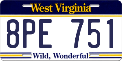 WV license plate 8PE751