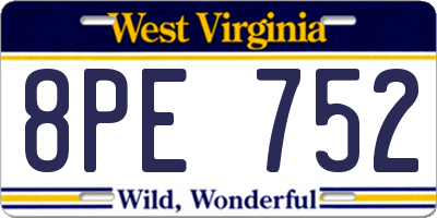 WV license plate 8PE752