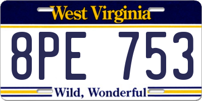 WV license plate 8PE753