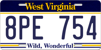 WV license plate 8PE754
