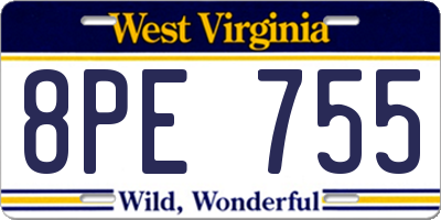 WV license plate 8PE755