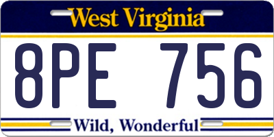 WV license plate 8PE756