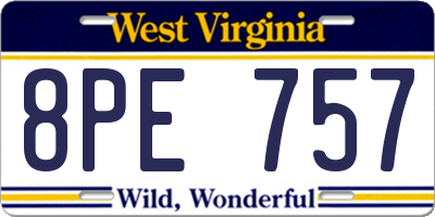 WV license plate 8PE757