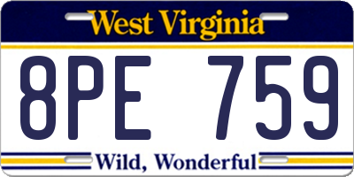 WV license plate 8PE759