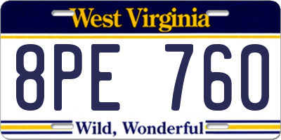 WV license plate 8PE760