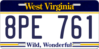WV license plate 8PE761