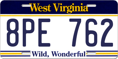 WV license plate 8PE762