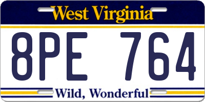 WV license plate 8PE764