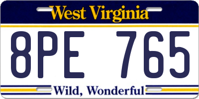WV license plate 8PE765