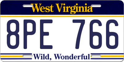 WV license plate 8PE766