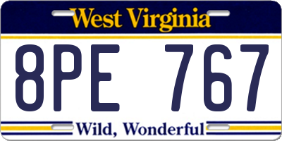 WV license plate 8PE767