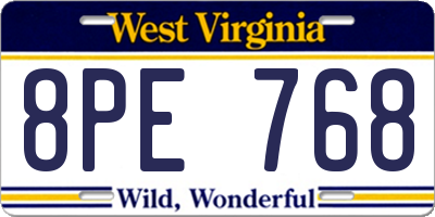 WV license plate 8PE768