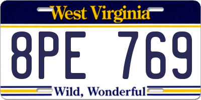 WV license plate 8PE769