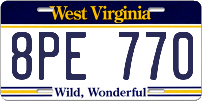 WV license plate 8PE770