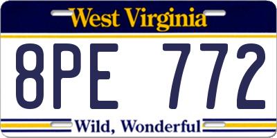 WV license plate 8PE772