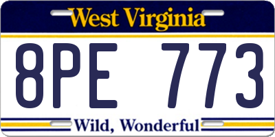 WV license plate 8PE773