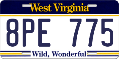 WV license plate 8PE775