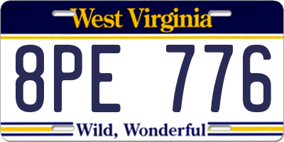 WV license plate 8PE776