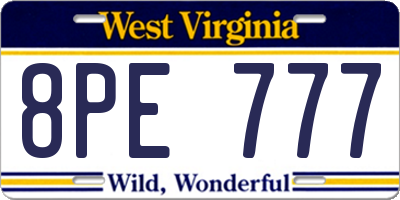 WV license plate 8PE777