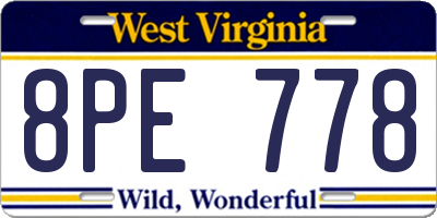 WV license plate 8PE778