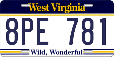 WV license plate 8PE781
