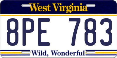 WV license plate 8PE783