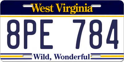 WV license plate 8PE784