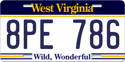 WV license plate 8PE786