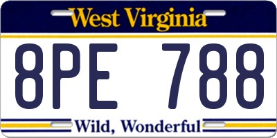 WV license plate 8PE788