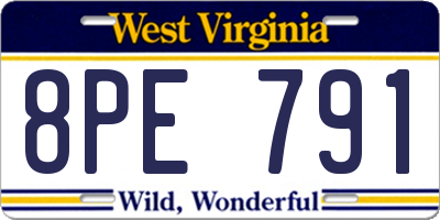 WV license plate 8PE791