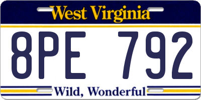 WV license plate 8PE792