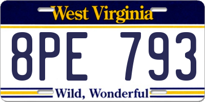 WV license plate 8PE793