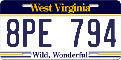 WV license plate 8PE794
