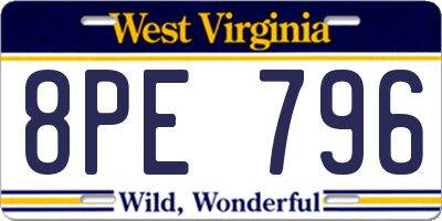 WV license plate 8PE796