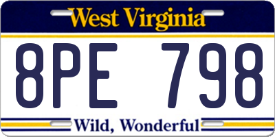 WV license plate 8PE798