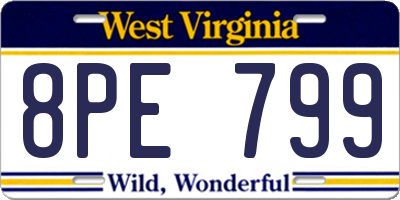 WV license plate 8PE799
