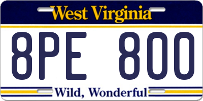 WV license plate 8PE800