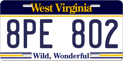 WV license plate 8PE802