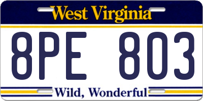WV license plate 8PE803