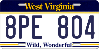 WV license plate 8PE804