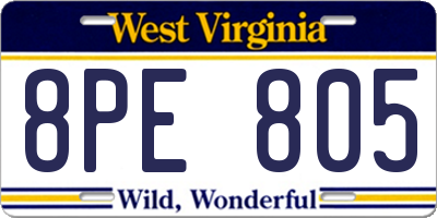 WV license plate 8PE805