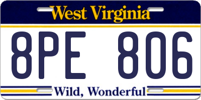 WV license plate 8PE806