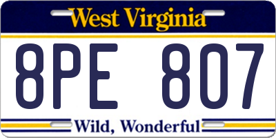 WV license plate 8PE807